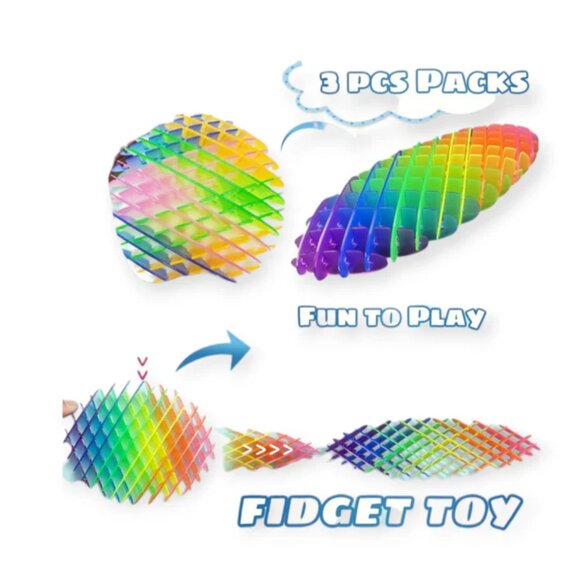 Colorful Worm Fidget Toy for Kids | Stress Relief Sensory Toy | Portable Wiggly - Picture 3 of 3